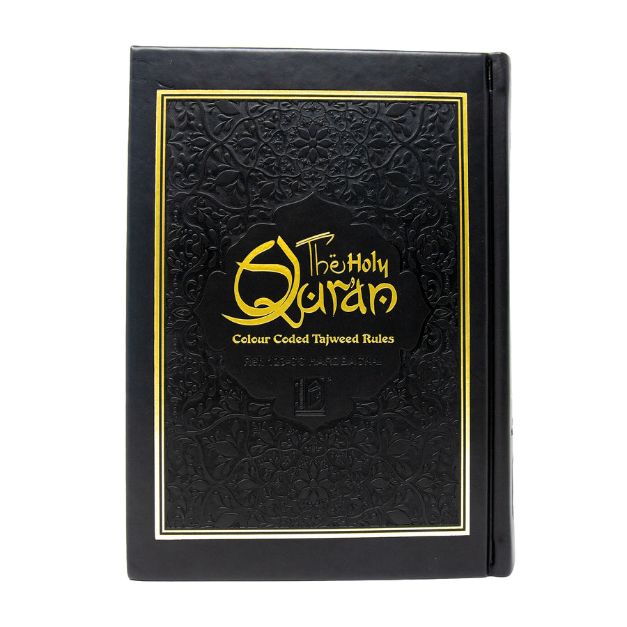 The Holy Quran Colour Coded Tajweed Rules Black and Gold 123-CC
