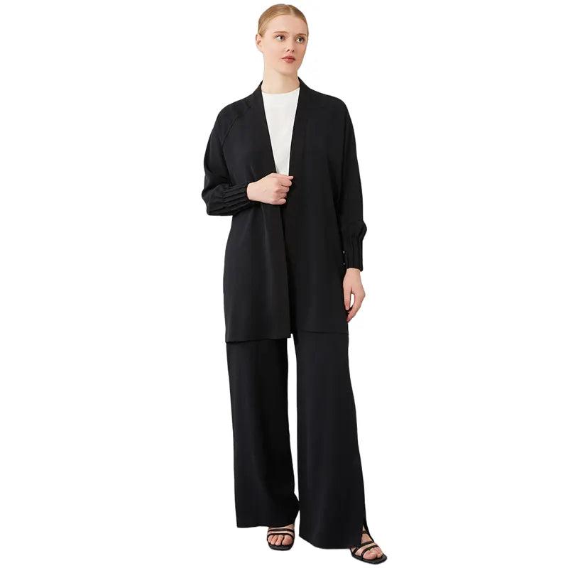 Women Two Piece Black Co Ord Set