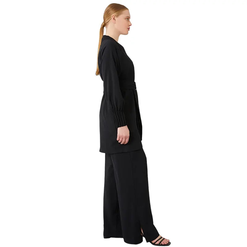 Women Two Piece Black Co Ord Set