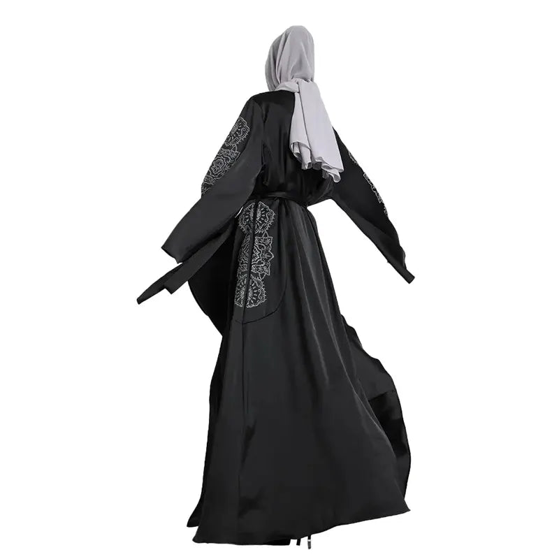 Inaya Embroidered Black Kimono