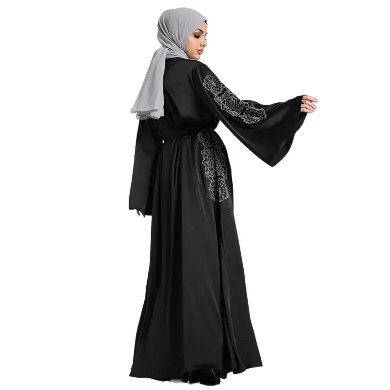 Inaya Embroidered Black Kimono