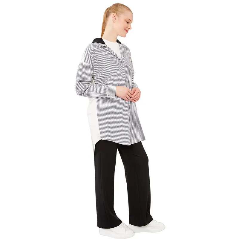 Women Black & White Hooded Co Ord Set