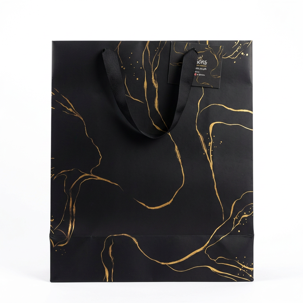 Black & Gold Marble Gift Bag