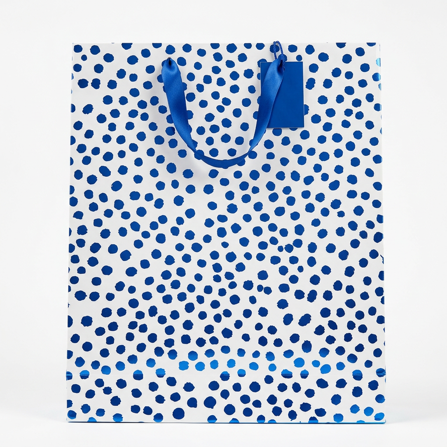 Blue & White Confetti Dot Gift Bag - Large