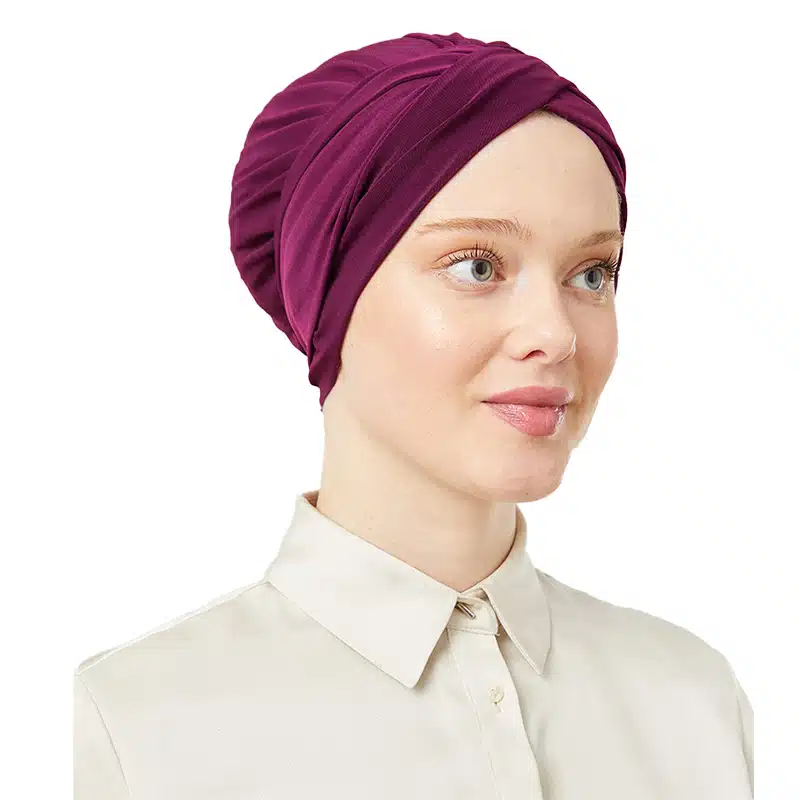 Women's Pre-Tied Maroon Turban Head Scarf