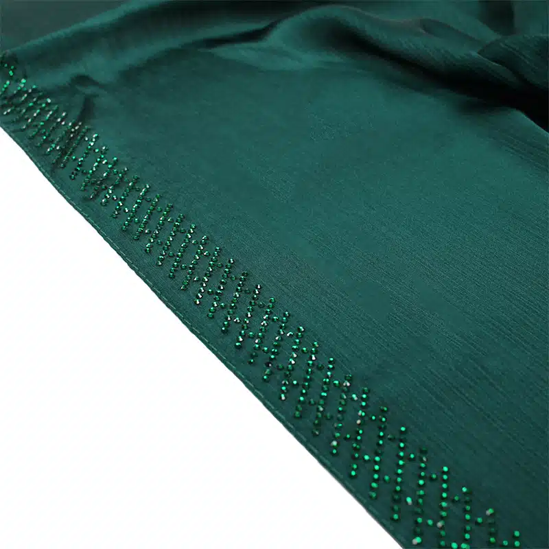 Silk Crinkle Bottle Green Beaded Hijab