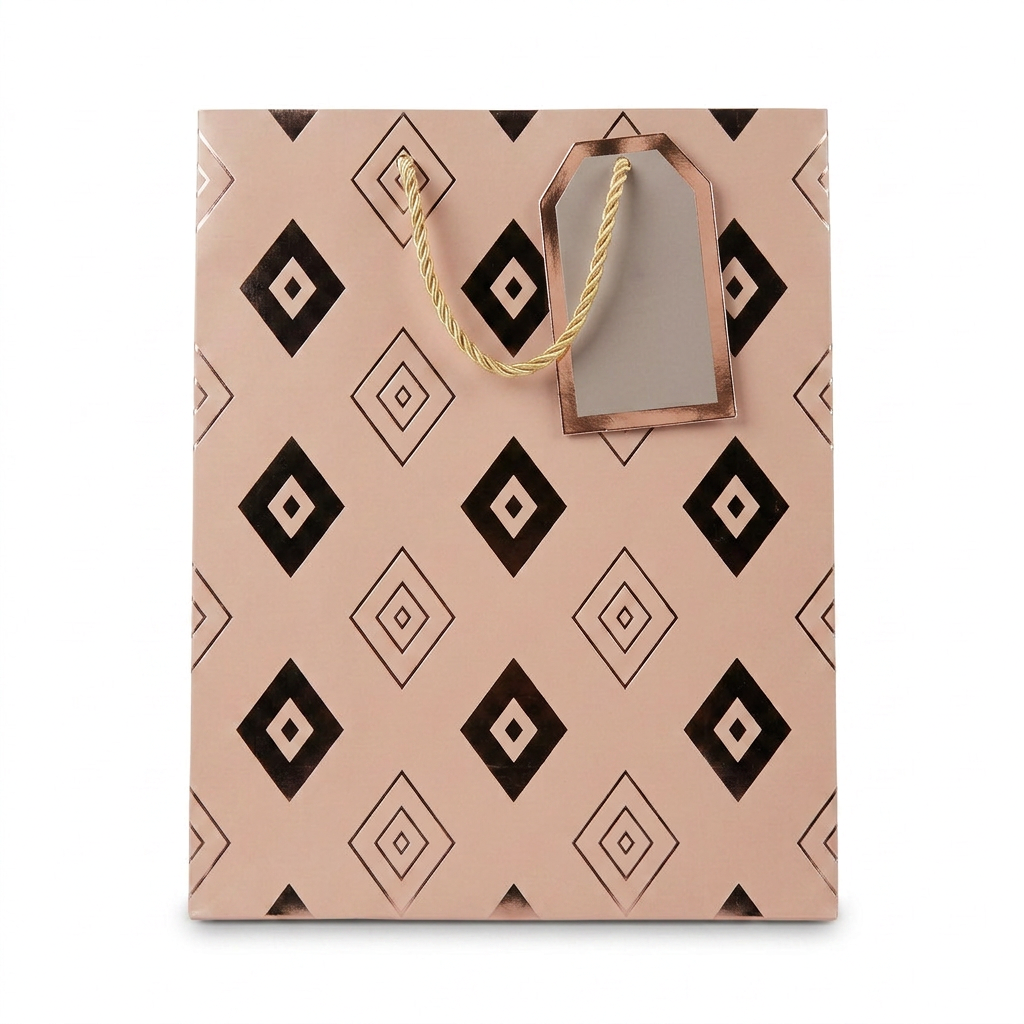 Brown & Gold Diamond Gift Bag