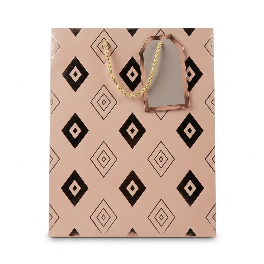 Brown & Gold Diamond Gift Bag