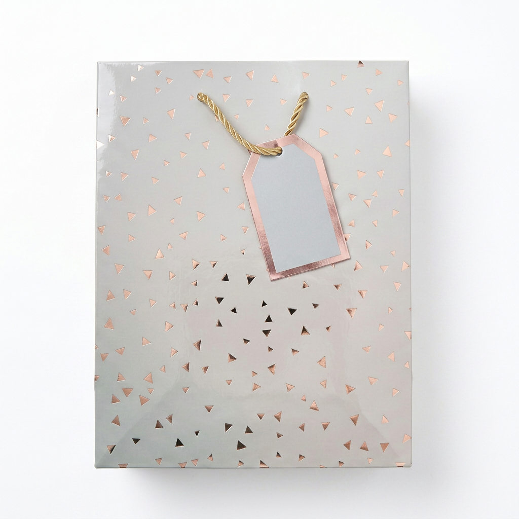 Brown & Gold Triangle Confetti Gift Bag