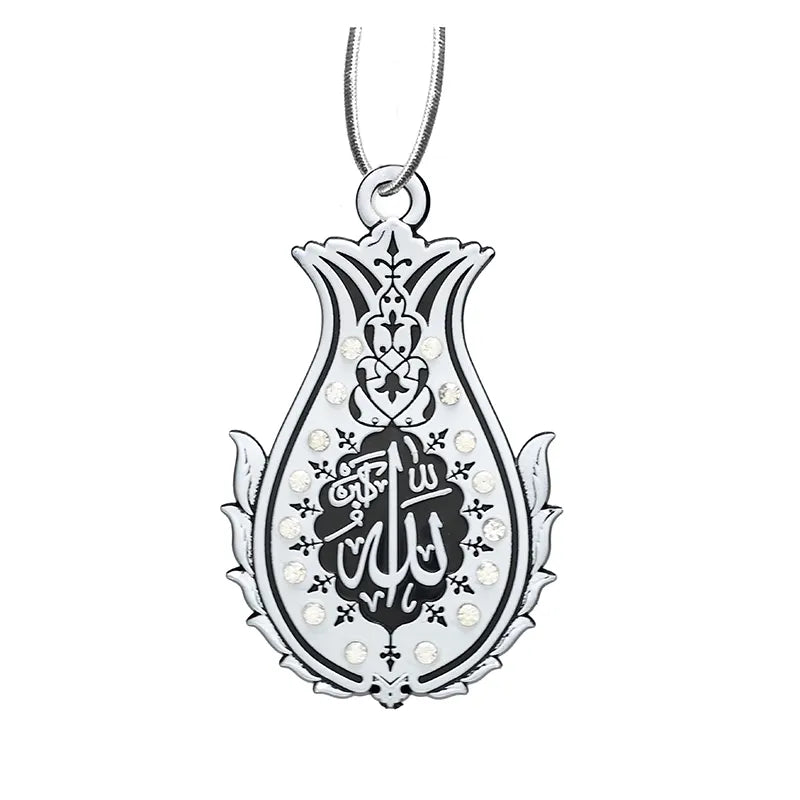Allah Hu Akbar & Muhammad (S.A.W) Sequin Car Hanger - Black & Silver