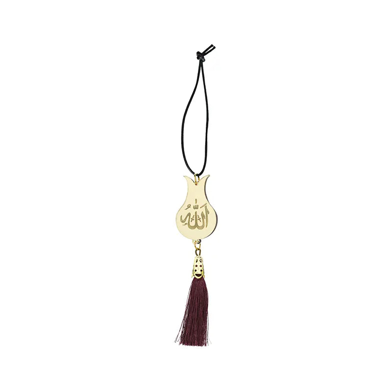 Allah & Muhammed Gold & Maroon Car Hanger