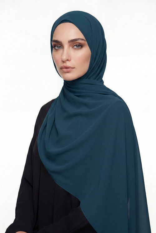 Dark Teal Chiffon Hijab Col 117