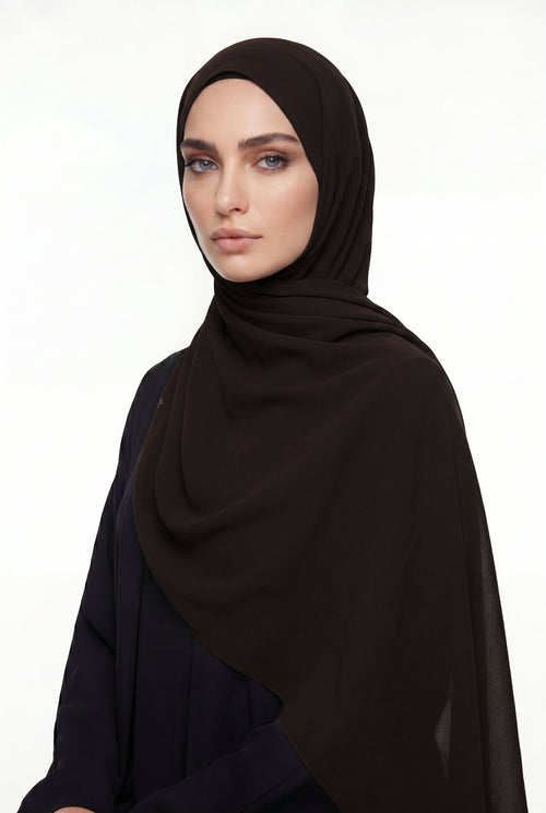 Dark Chocolate Chiffon Hijab Col 12