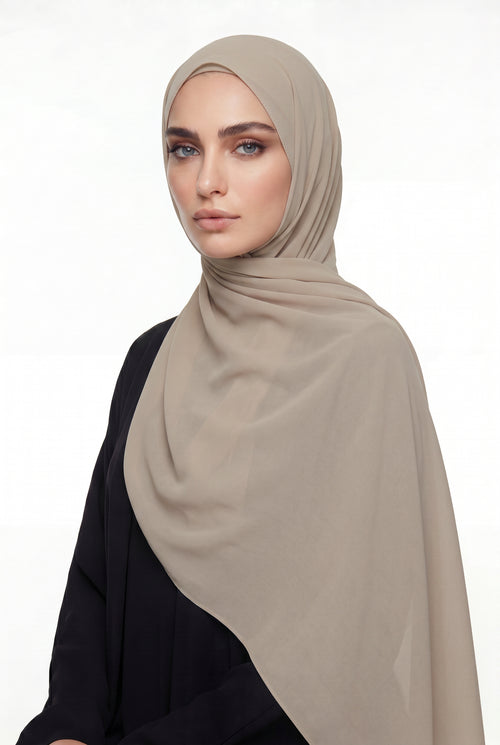 Tan Chiffon Hijab Col 133