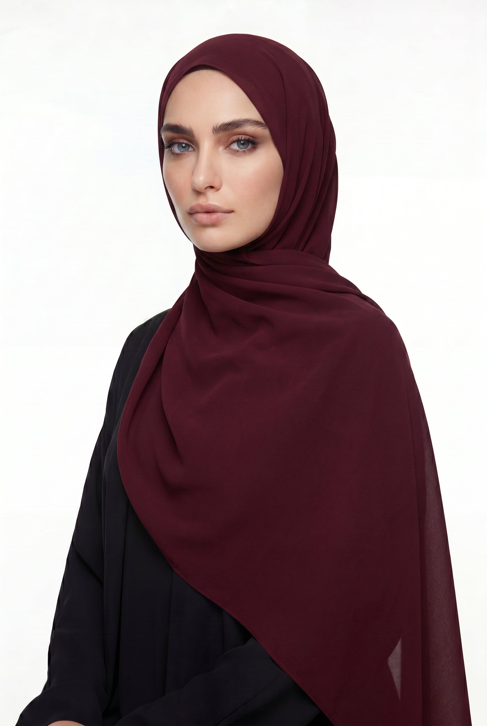 Burgandy Chiffon Hijab Col 156