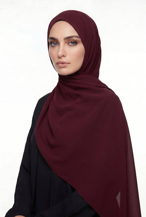 Burgandy Chiffon Hijab Col 156