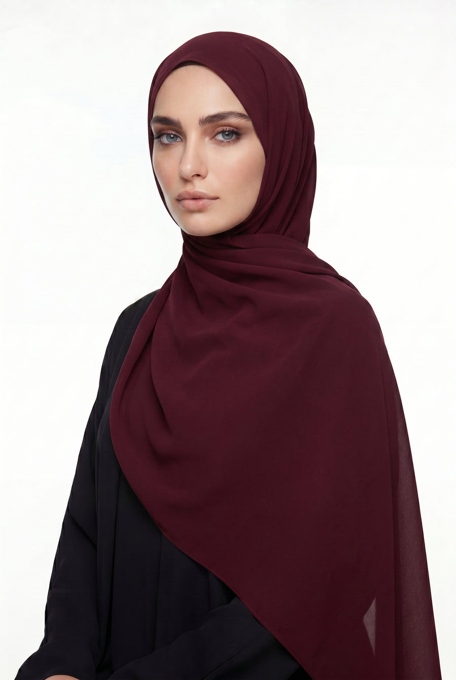 Burgandy Chiffon Hijab Col 156