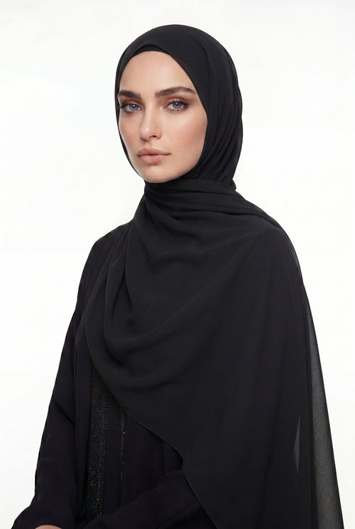 Black Chiffon Hijab Col 3