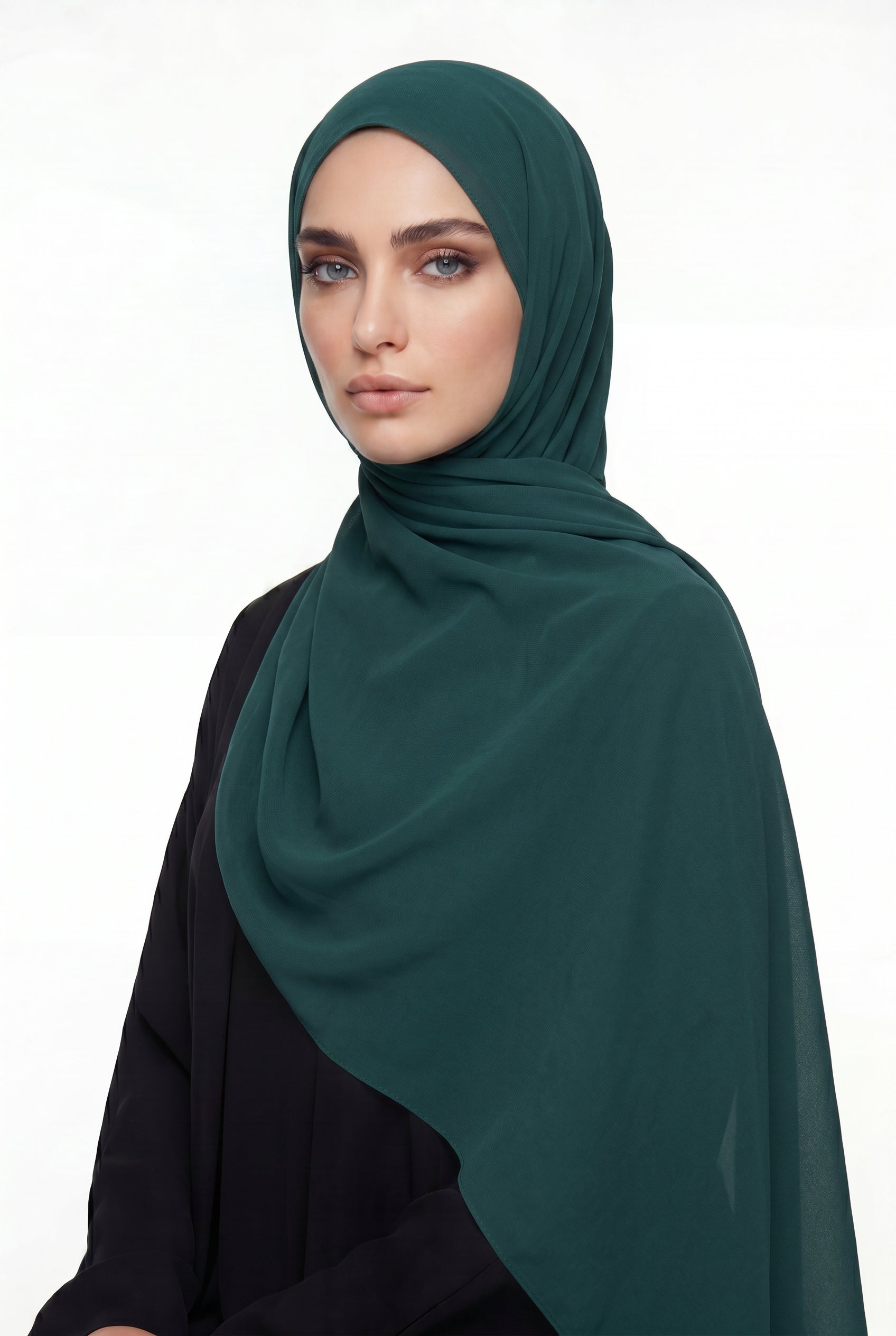 Forest Green Chiffon Hijab Col 40