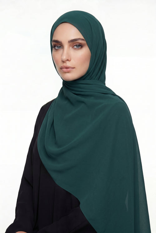 Forest Green Chiffon Hijab Col 40