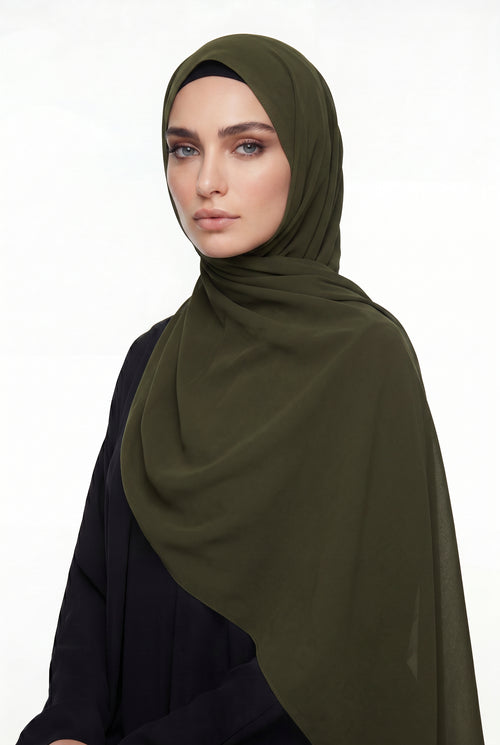 Army Green Chiffon Hijab Col 41