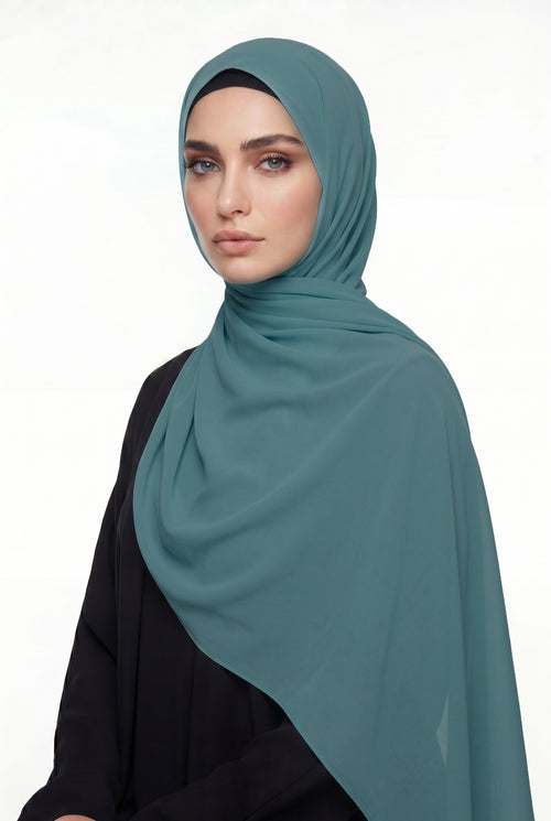 Mint Turquoise Chiffon Hijab Col 67
