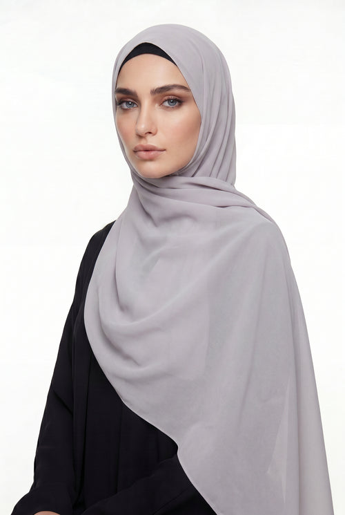 Silver Grey Chiffon Hijab Col 71