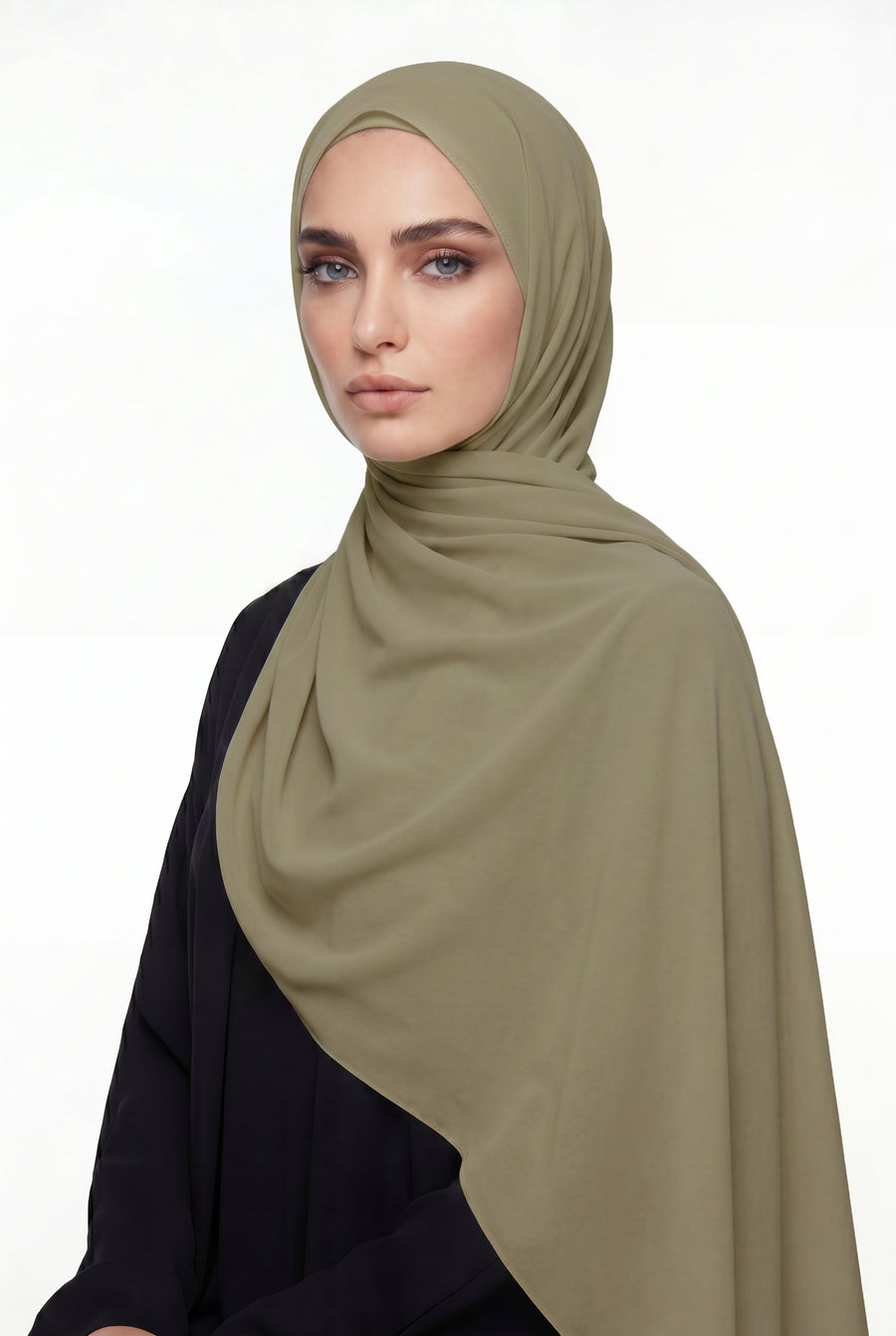 Bead Green Chiffon Hijab Col 74