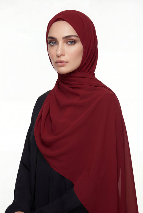 Cherry Red Chiffon Hijab Col 88