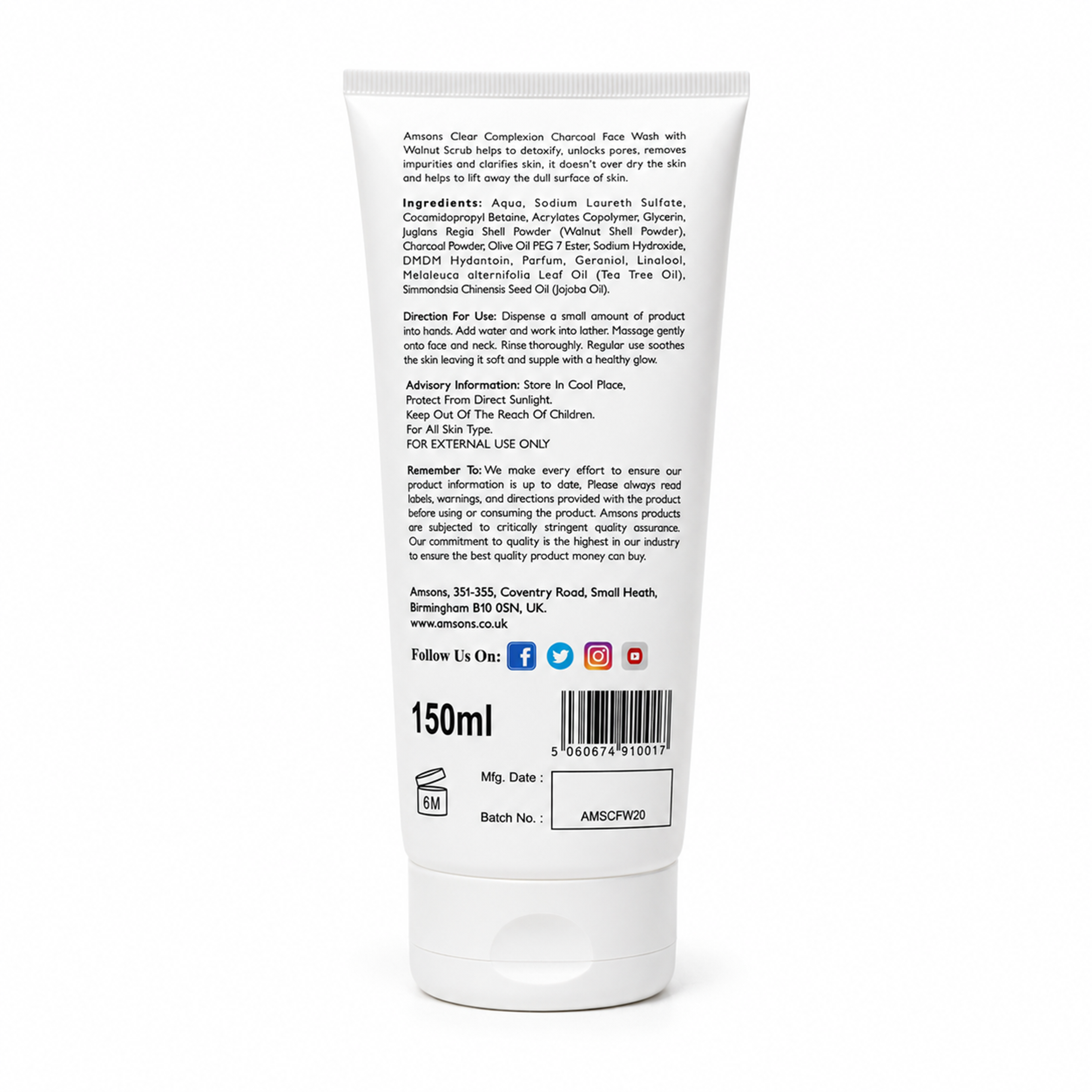 Charcoal Face Wash 150ml