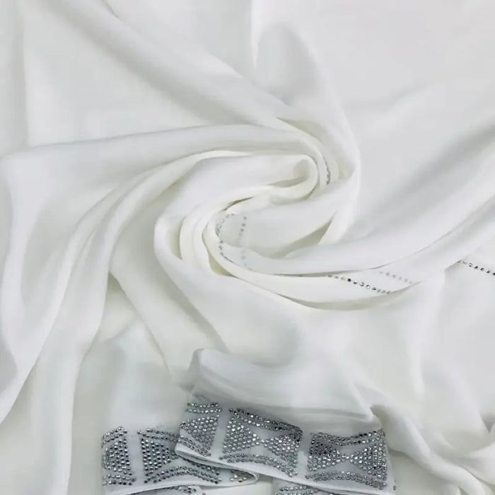 Chiffon crepe with Stone embellishments White
