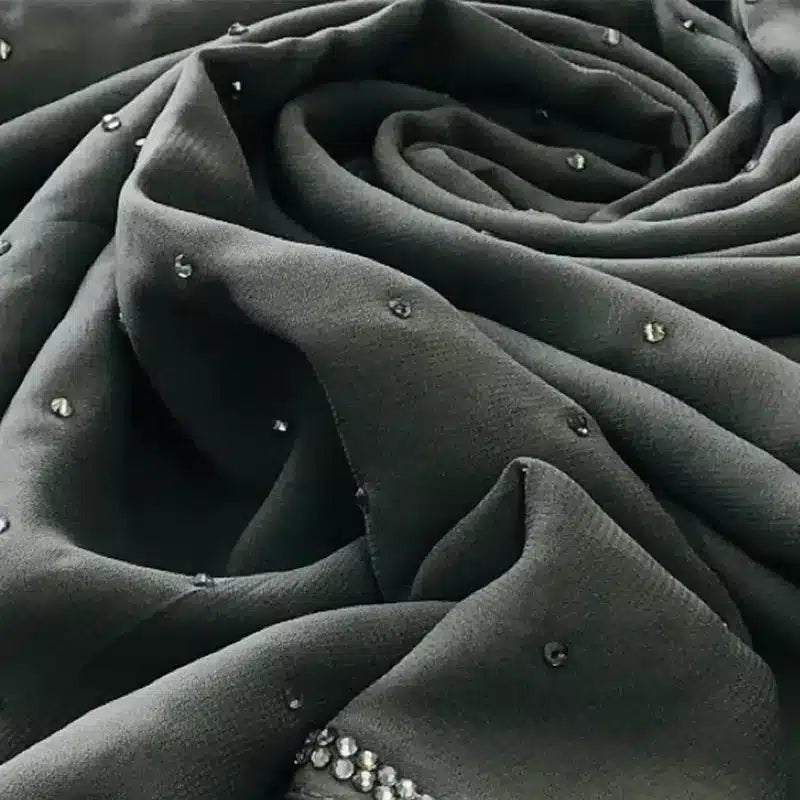 Emirati chiffon with stone embellishments design Grey