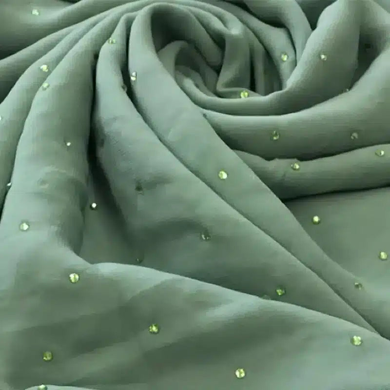 Emirati chiffon with stone embellishments design mint green