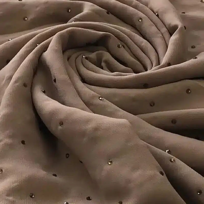 Emirati chiffon with stone embellishments design Brown