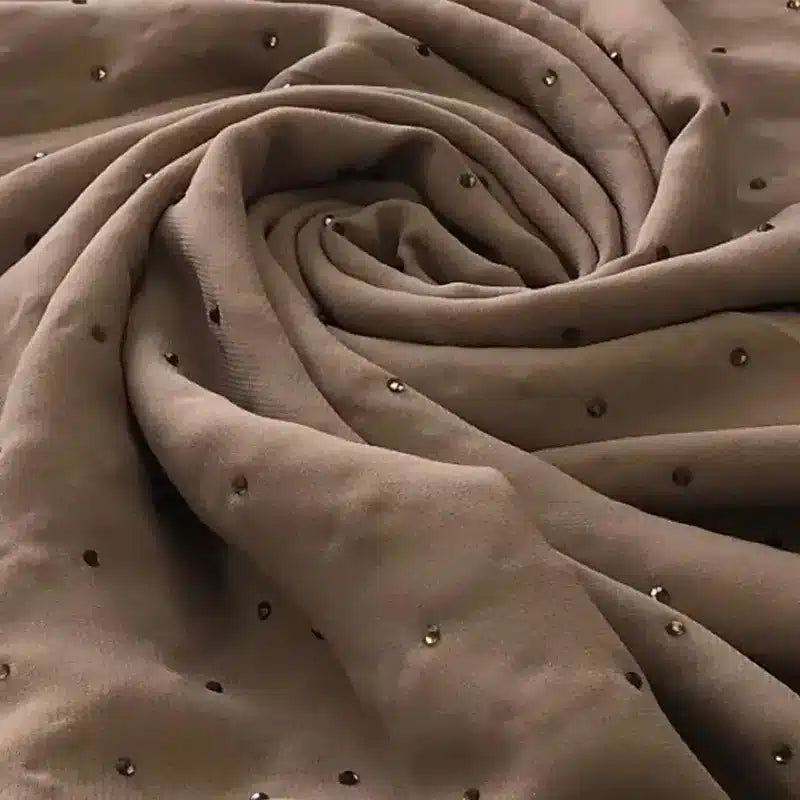 Emirati chiffon with stone embellishments design Brown