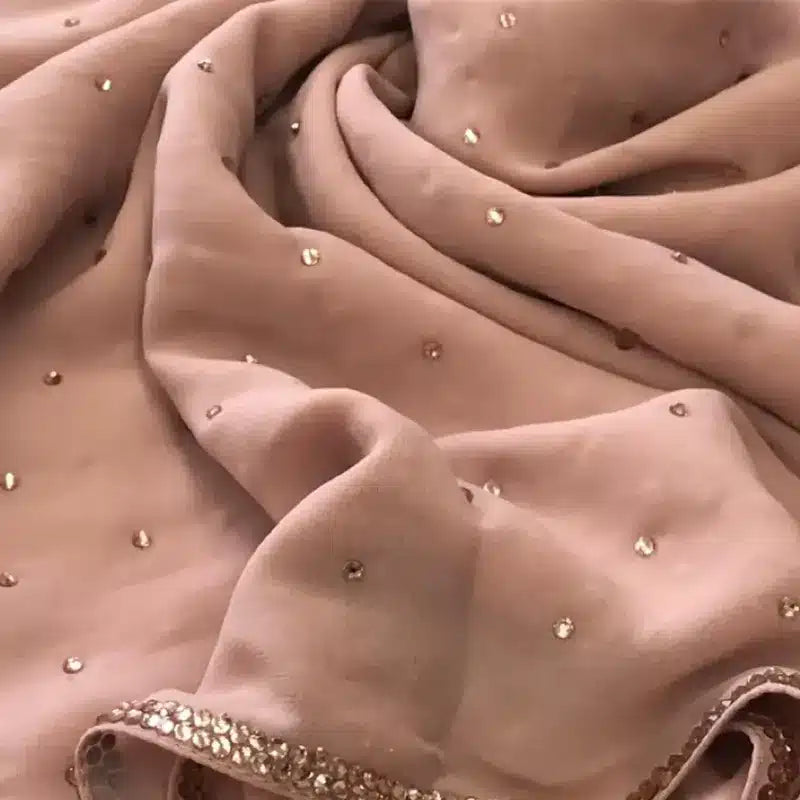 Emirati chiffon with stone embellishments design Peach