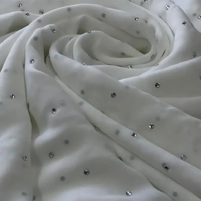 Emirati chiffon with stone embellishments design cream