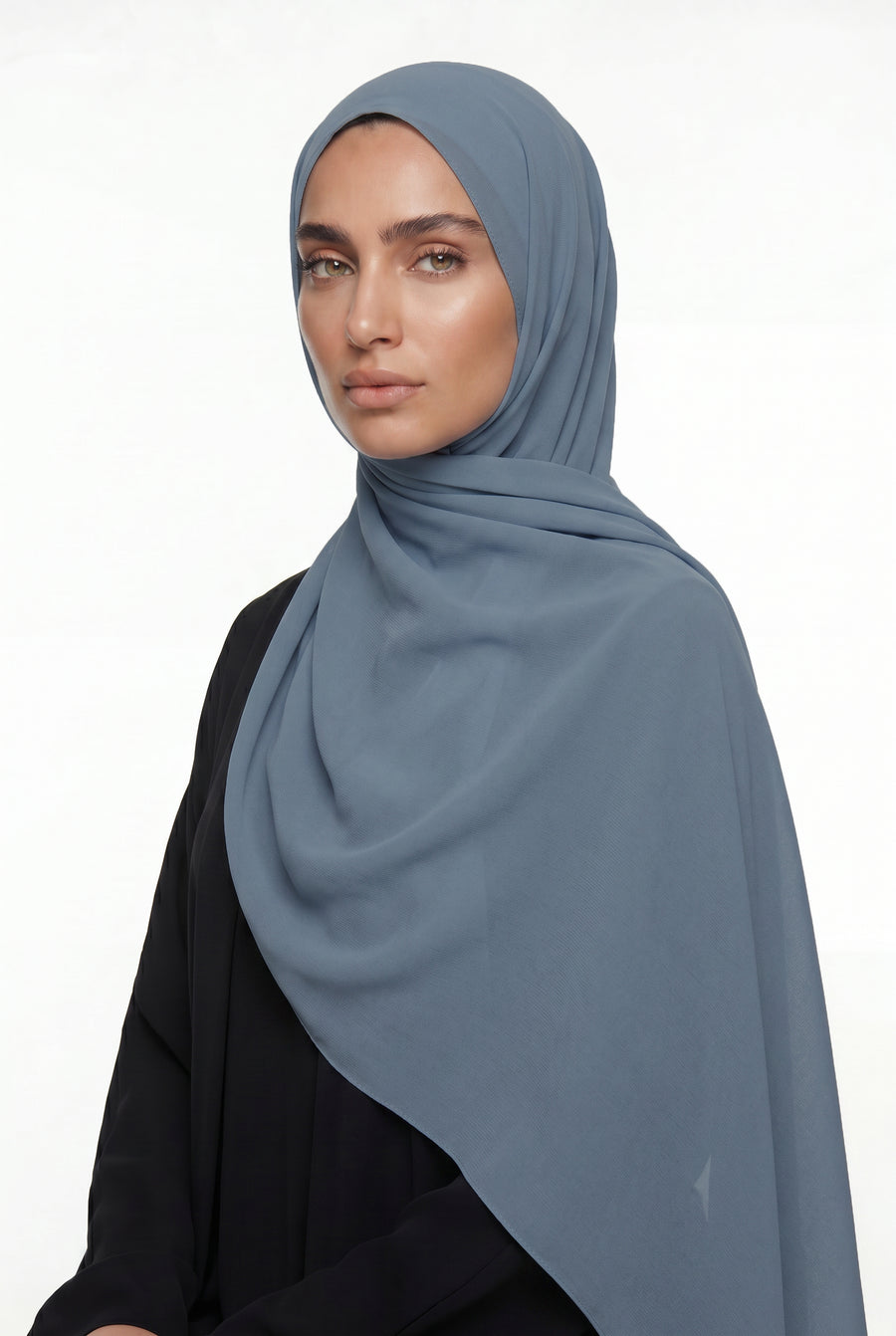 Fluid Stretch Chiffon Hijab Steel Blue Col 10