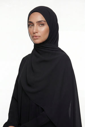 Fluid Stretch Chiffon Hijab Black Col 14