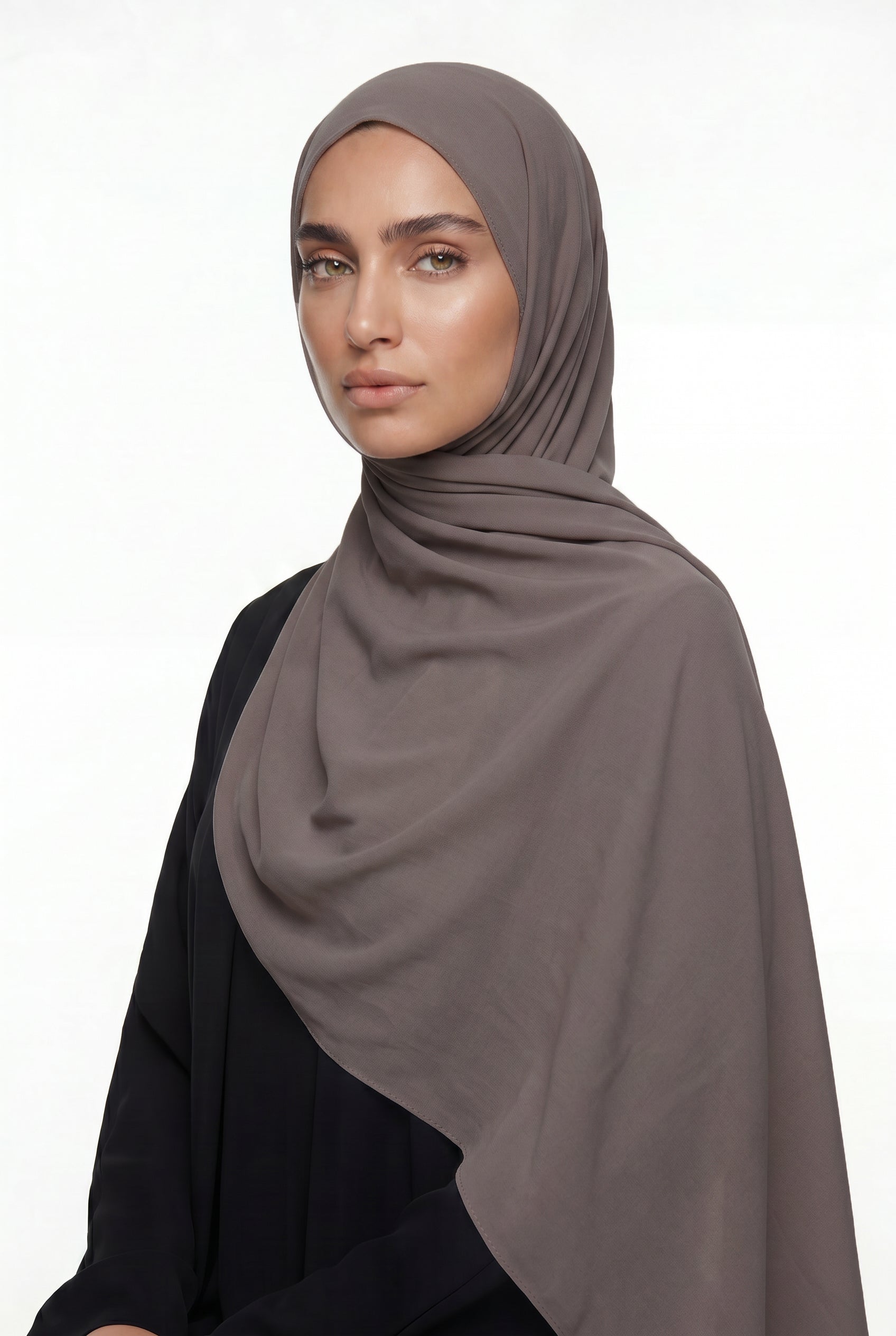 Fluid Stretch Chiffon Hijab Taupe Col 18