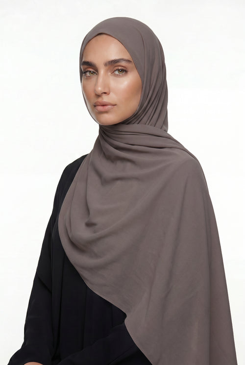 Fluid Stretch Chiffon Hijab Taupe Col 18