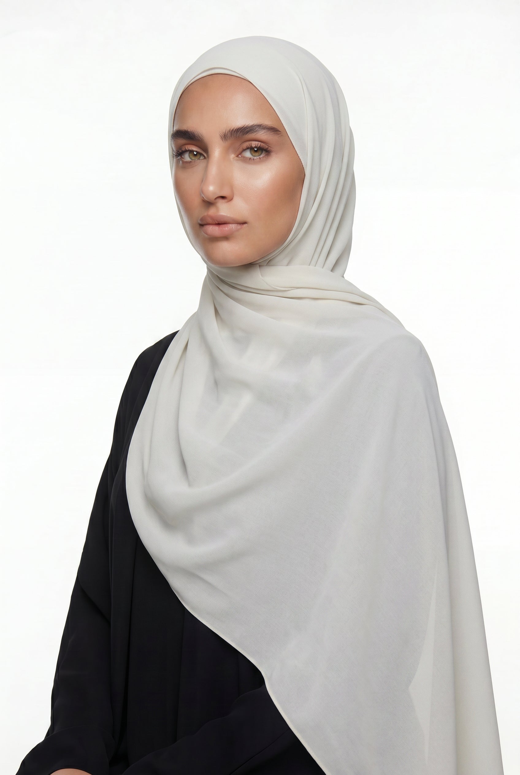 Fluid Stretch Chiffon Hijab Soft Ivory Col 24
