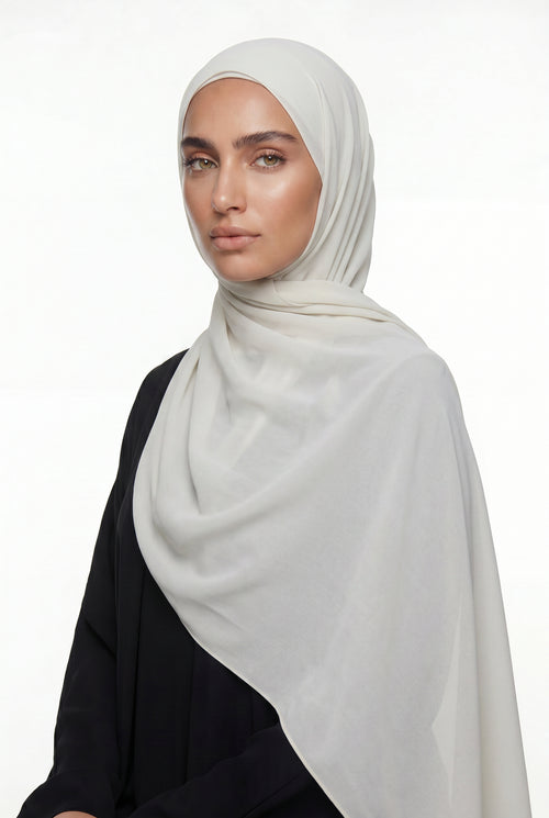 Fluid Stretch Chiffon Hijab Soft Ivory Col 24