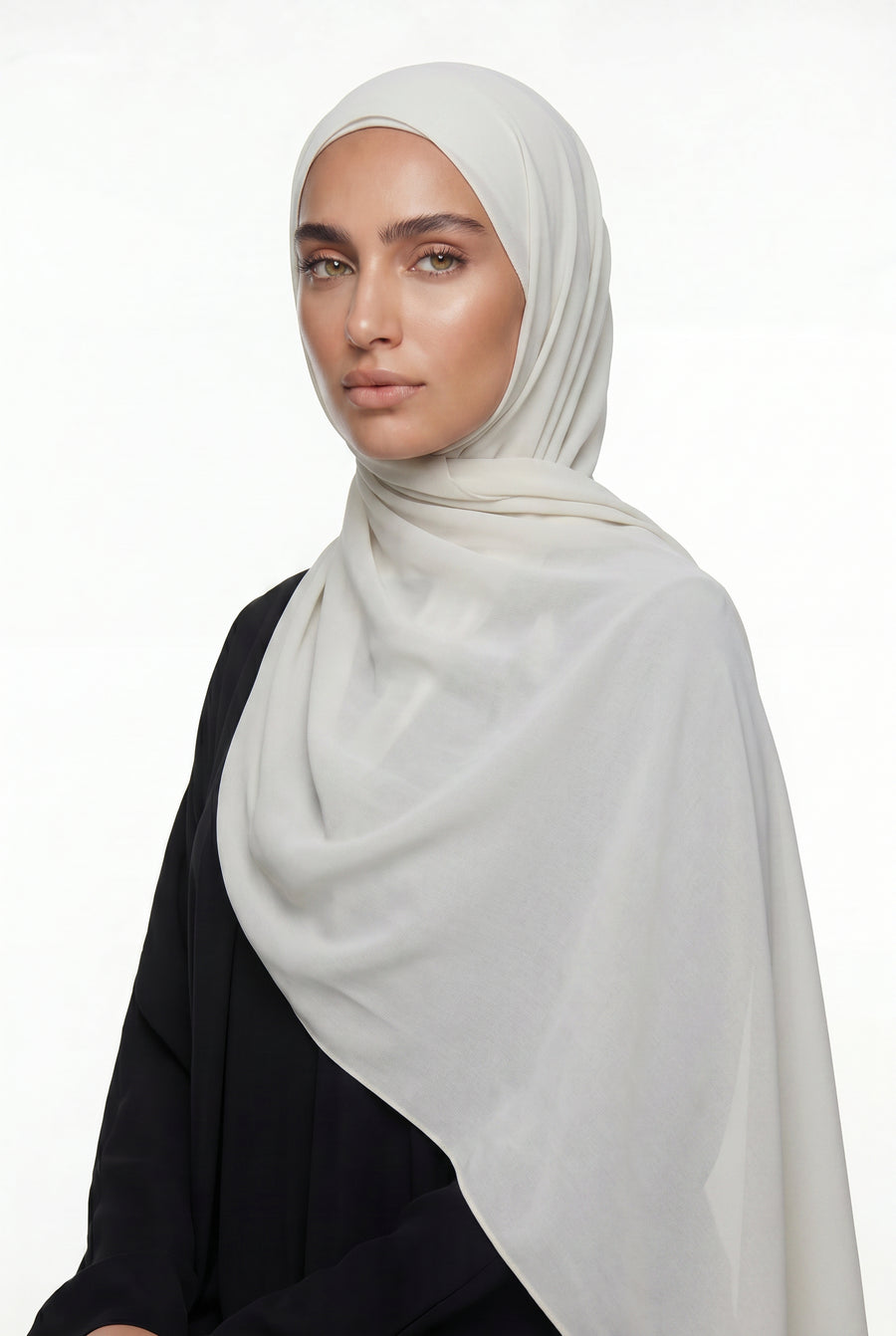 Fluid Stretch Chiffon Hijab Soft Ivory Col 24