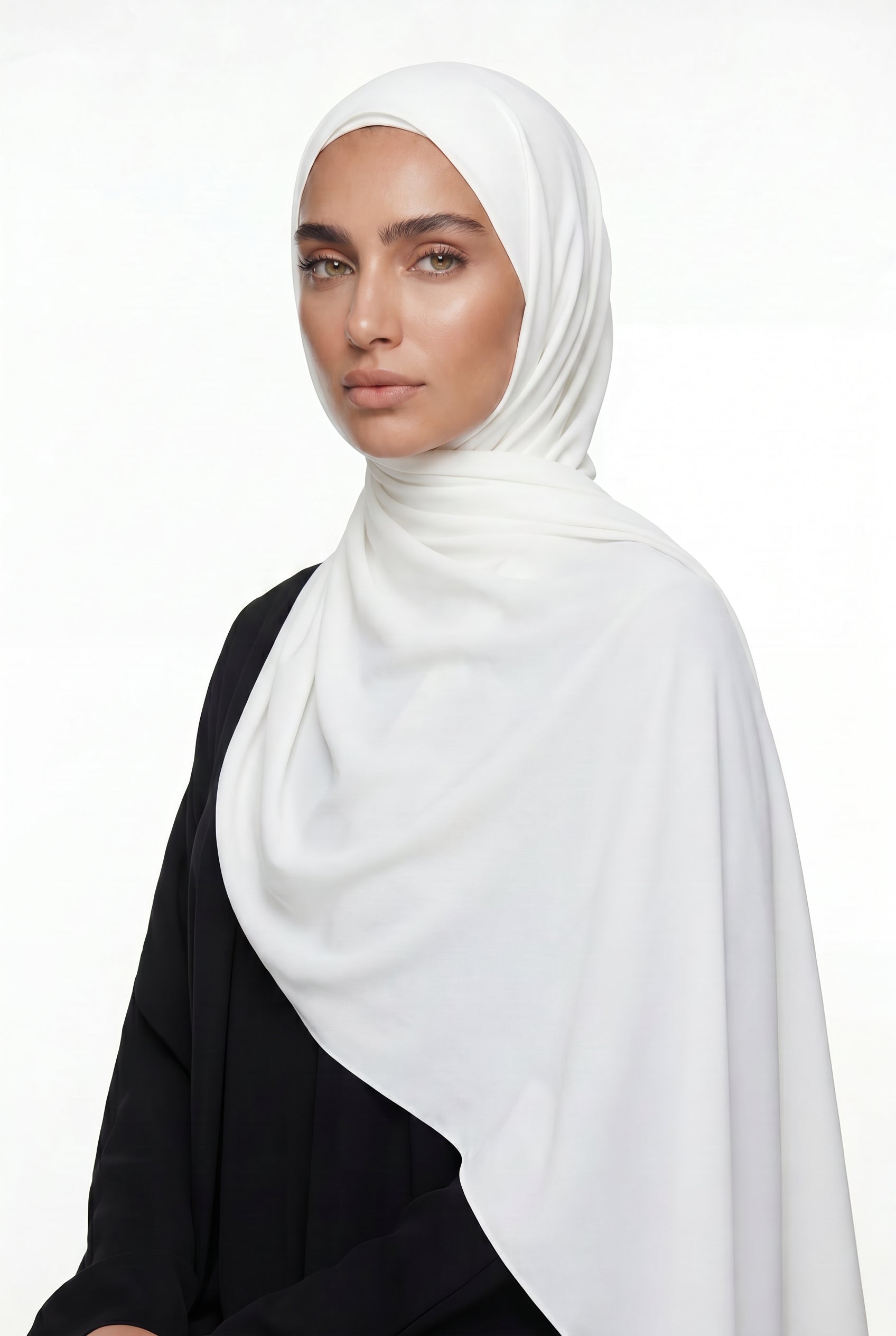 Fluid Stretch Chiffon Hijab Pure White Col 26