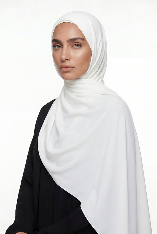 Fluid Stretch Chiffon Hijab Pure White Col 26
