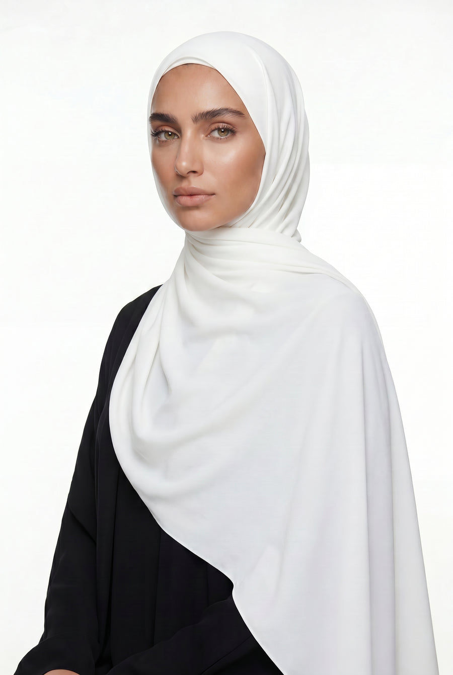 Fluid Stretch Chiffon Hijab Pure White Col 26
