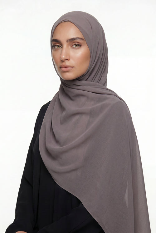 Fluid Stretch Chiffon Hijab Mink Grey Col 31