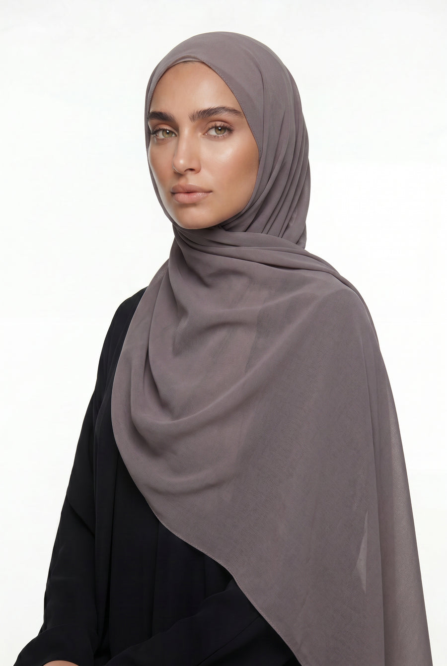 Fluid Stretch Chiffon Hijab Mink Grey Col 31