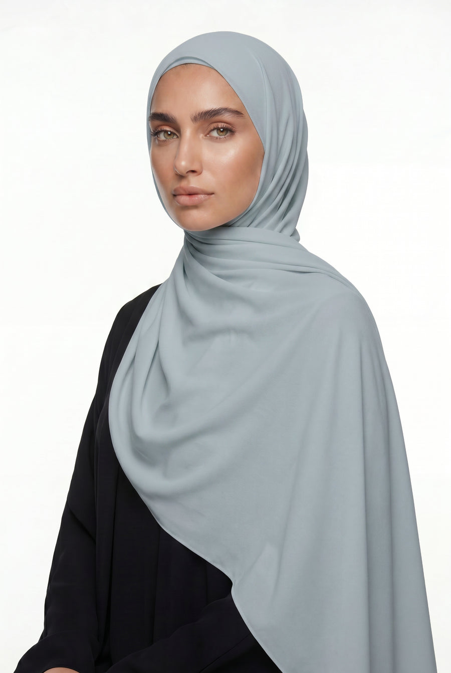 Fluid Stretch Chiffon Hijab Dusty Blue Col 49